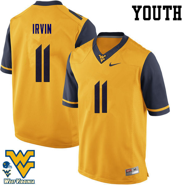 NCAA Youth Bruce Irvin West Virginia Mountaineers Gold #11 Nike Stitched Football College Authentic Jersey QG23W57HR